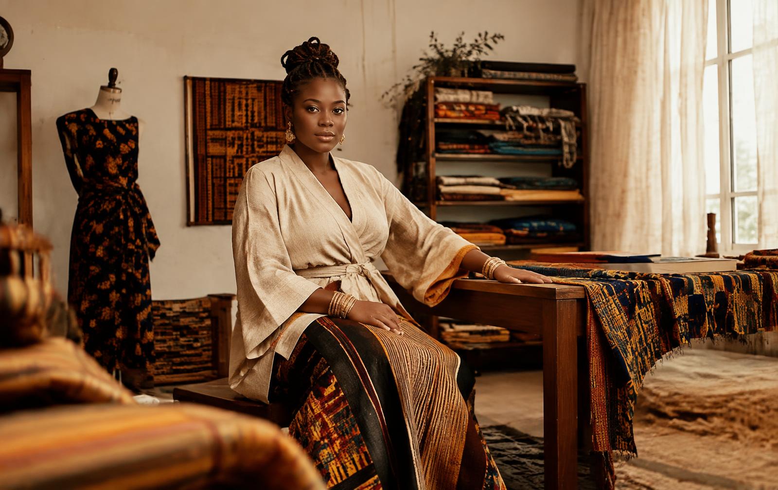 Textiles and garments in a design studio